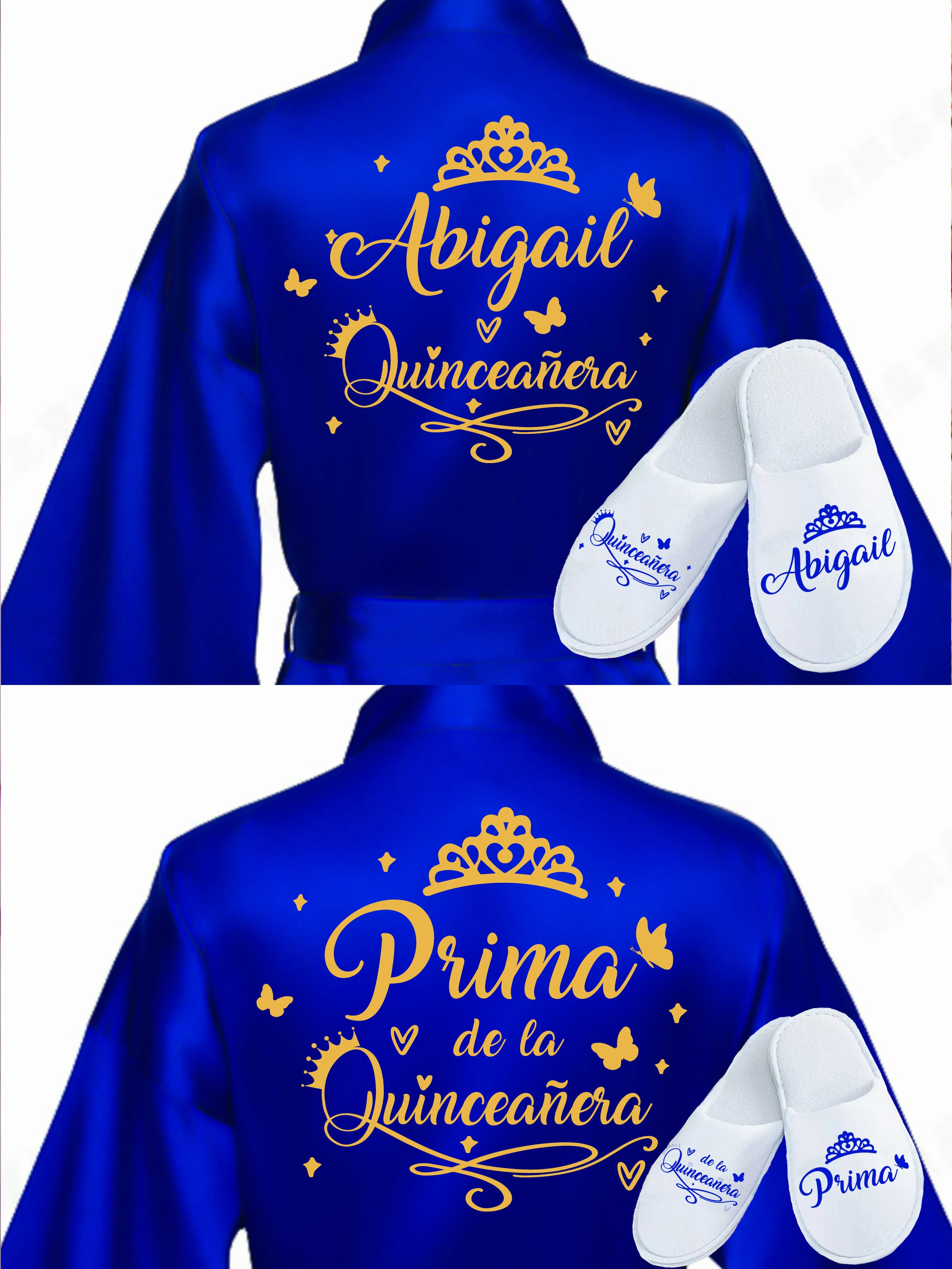 2 Batas y zapatillas Quinceanera Royal blue with Gold