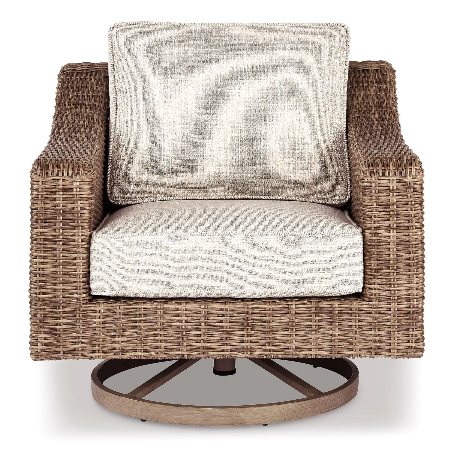 Beachcroft - Outdoor Swivel Chair - Beige, Brown