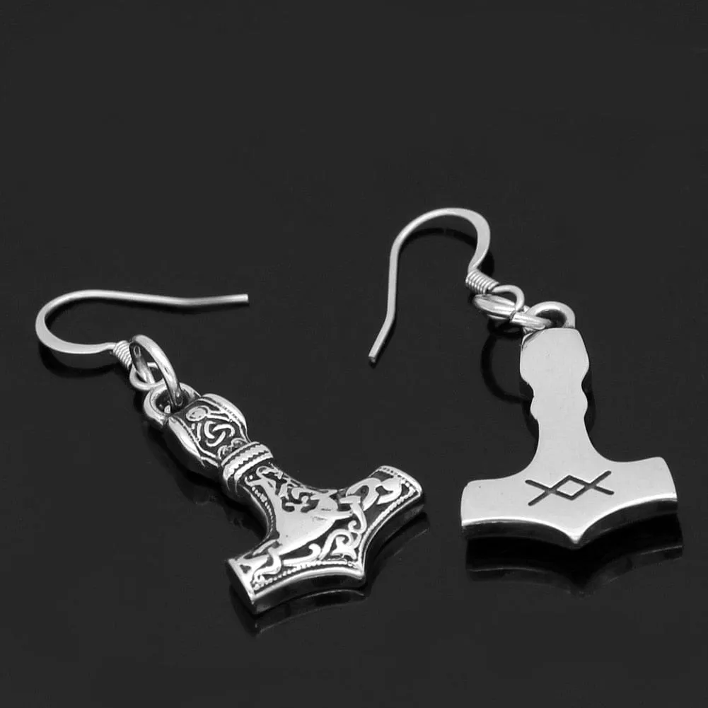 Boucles d'oreilles Mjolnir en acier inoxydable