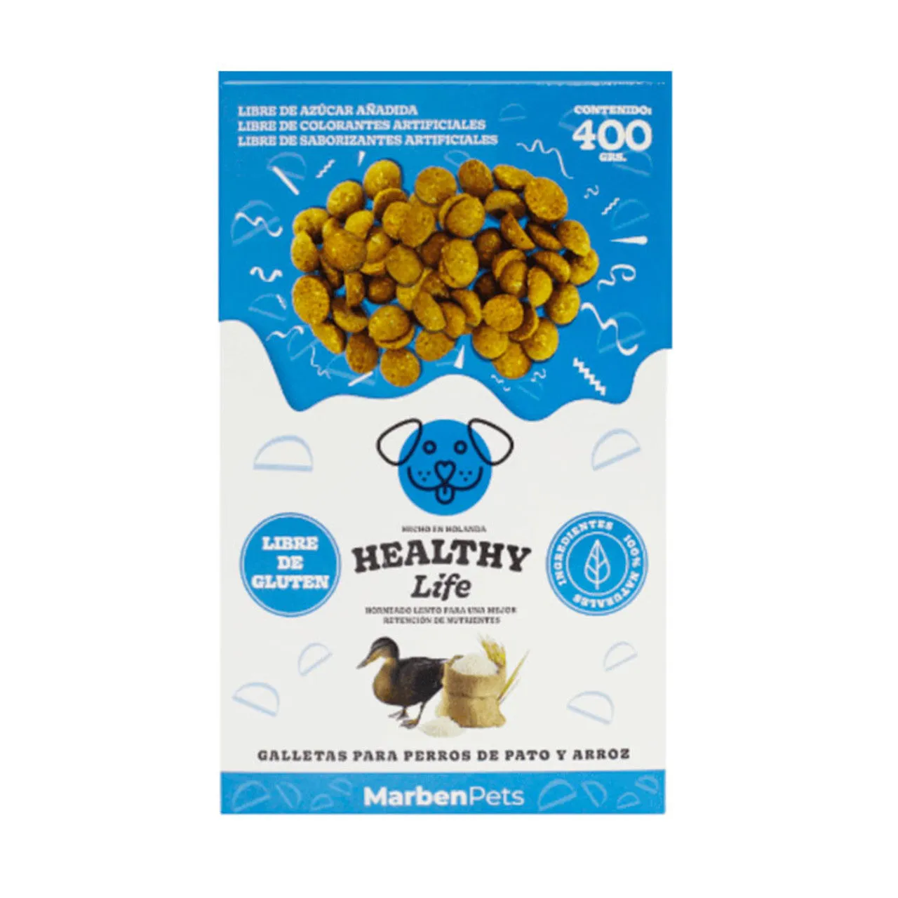 Healthy Life Galletas  Hipoalergenico Happer Sabor Pato y Arroz sin gluten 400 GRS