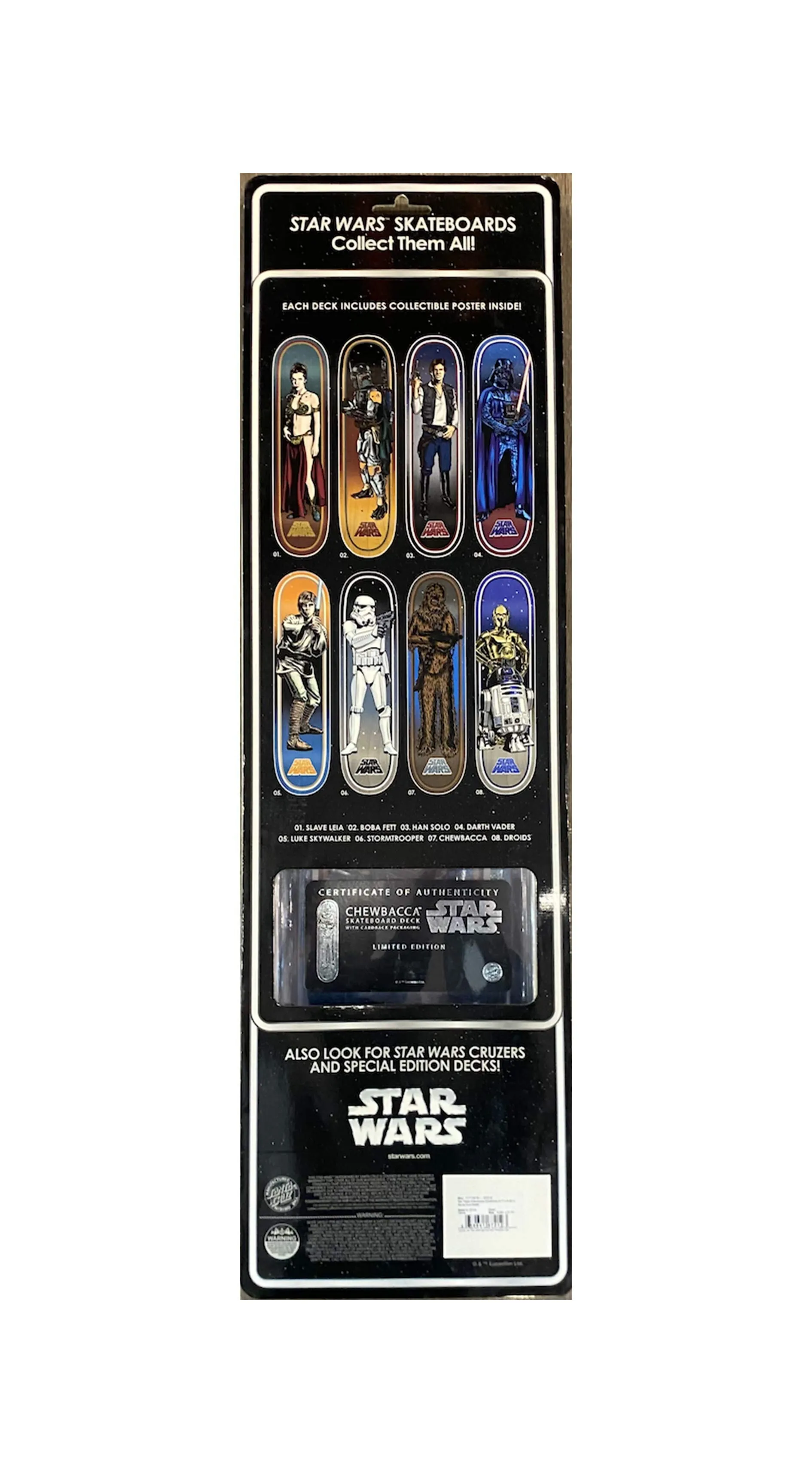 Santa Cruz x Starwars Chewacca Collectible 8.27 x 31.7 Skateboard Deck- Tabla