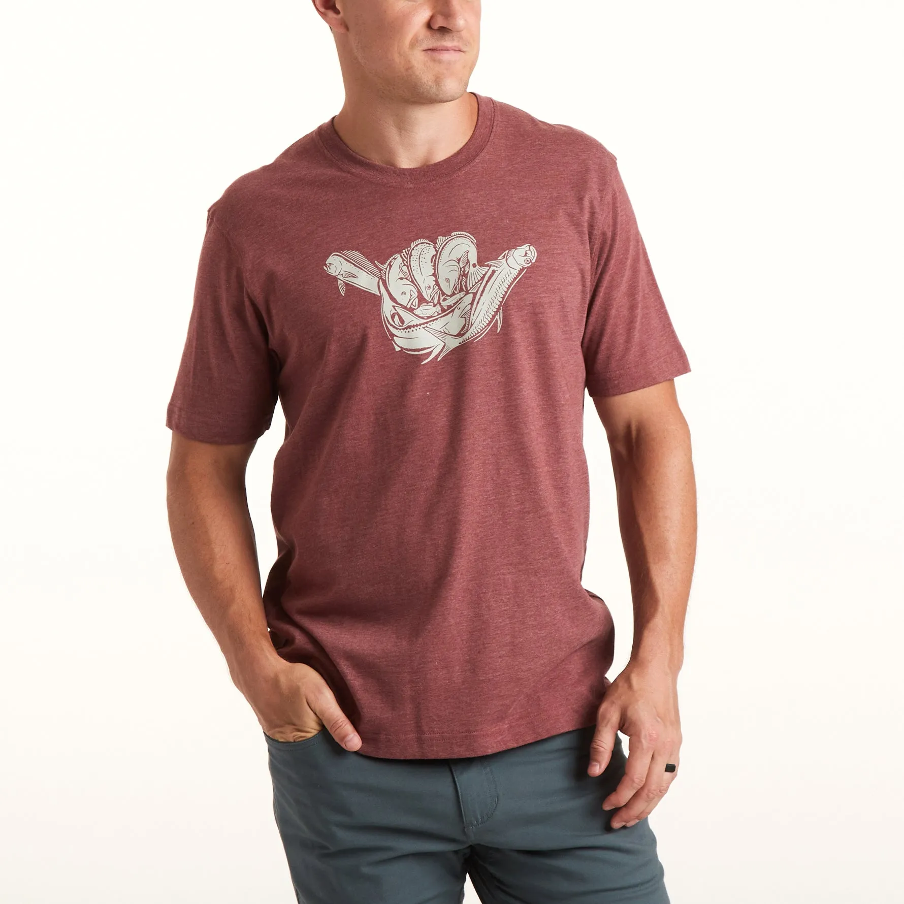 Select T - Fish Shaka: Burgandy Heather