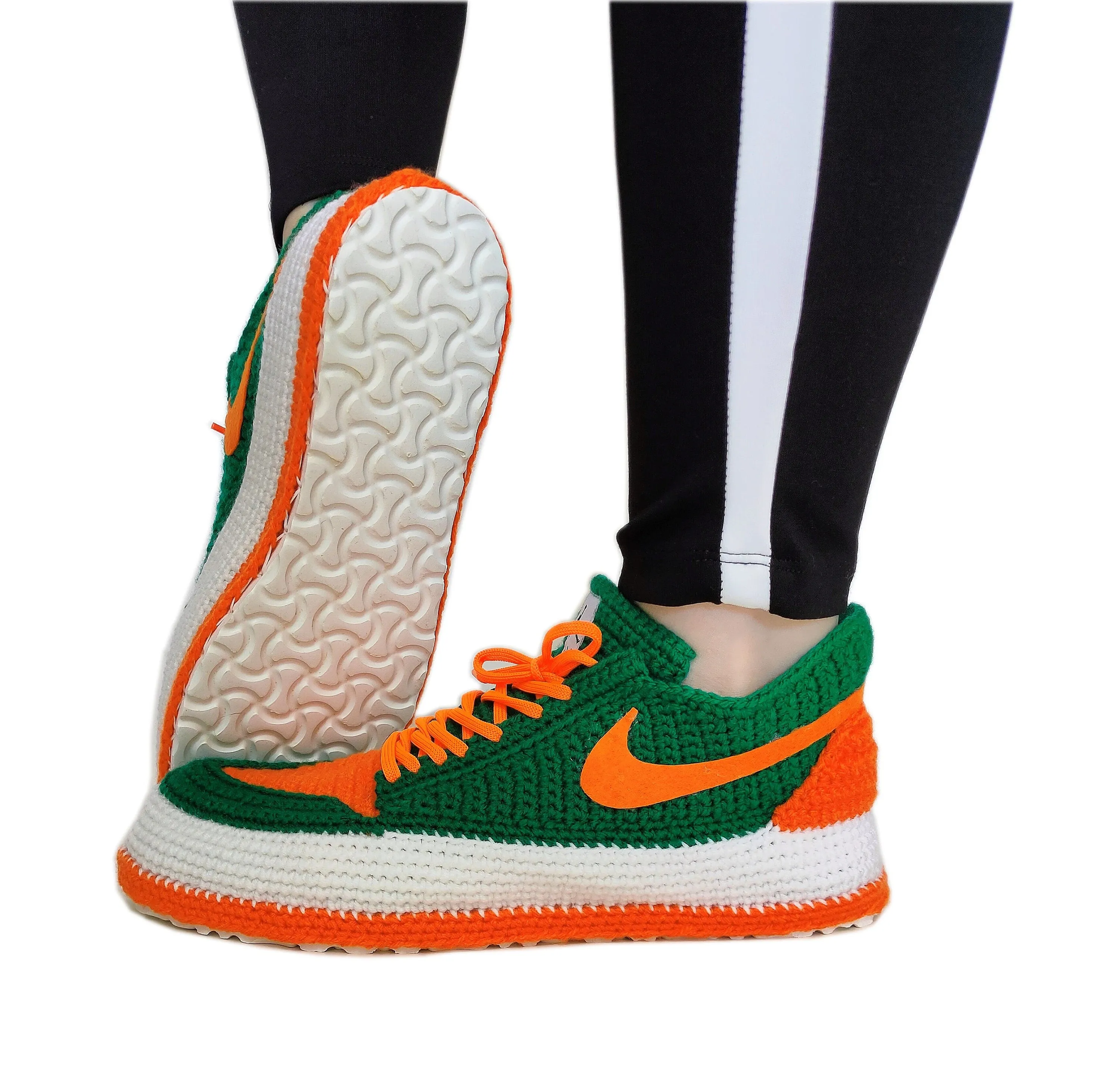 U Miami Hurricanes Jordan Green Orange Sneakers Custom Slippers