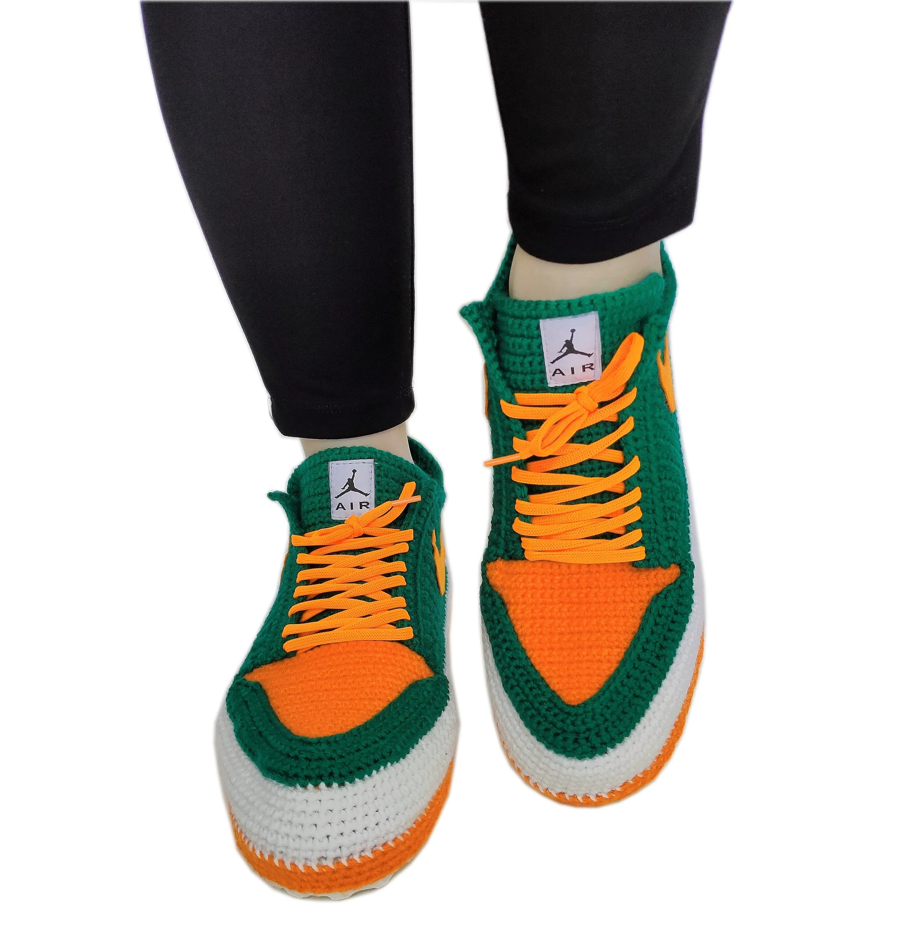 U Miami Hurricanes Jordan Green Orange Sneakers Custom Slippers