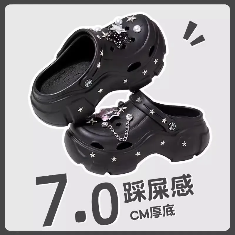 Wenkouban Fashion Charms Clog Slippers Women 2024 Summer New High Quality Sandals for Girls Outdoor Sandals Ladies Sexy Platform Slippers